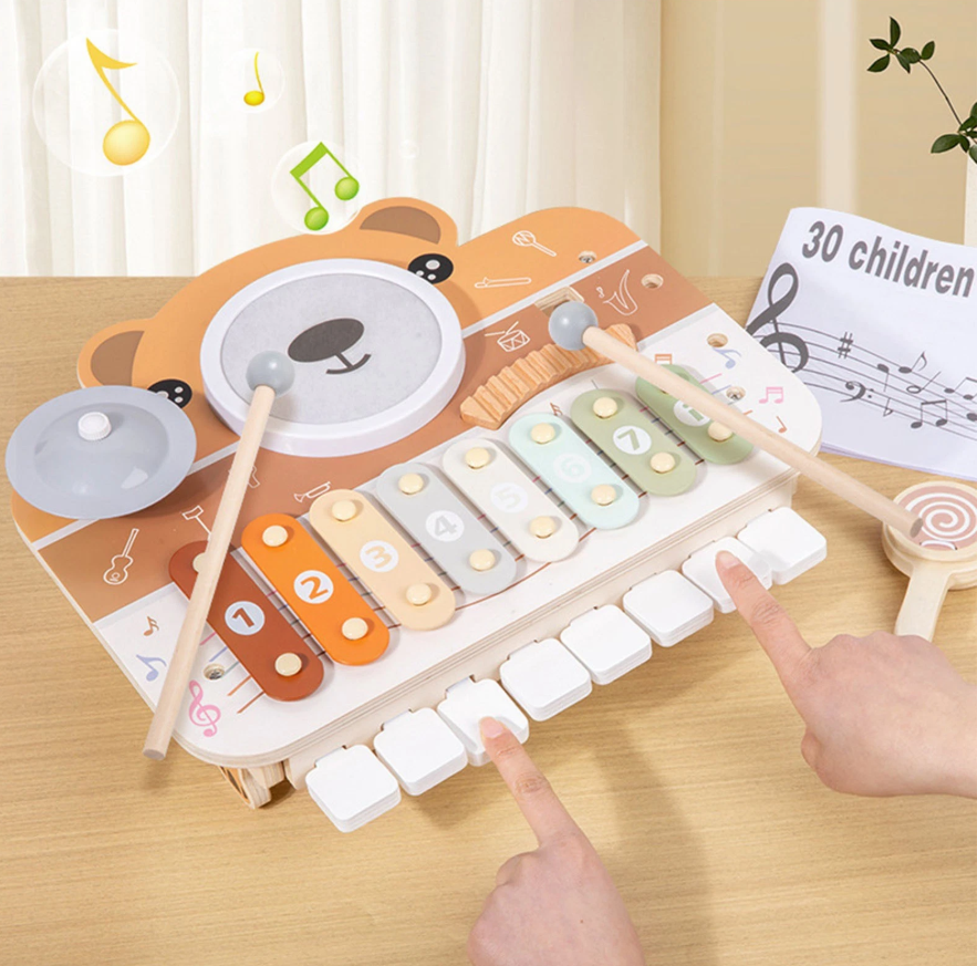 Instruments de musique en bois pour enfants Percussions, maillets et castagnettes c'est un jouet éducatif Montessori