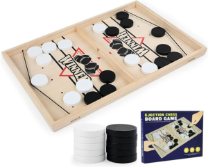 Jeu de palets à fronde rapide HENGYAN c'est un Hockey en bois à action rapide et Jeu familial de vitesse et précision