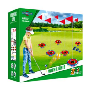 Jeu de Golf Lumineux 2 en1 pour Enfants ; Lancer de Sacs avec 6 Cibles LED et 2 Clubs c'est un jouet Sportif Intérieur et Extérieur
